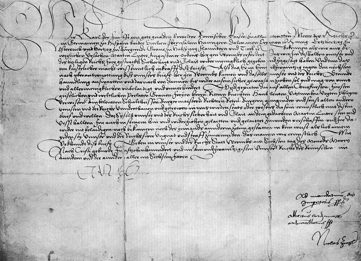 Brev fra Karl V til Martin Luther af Unbekannter Künstler