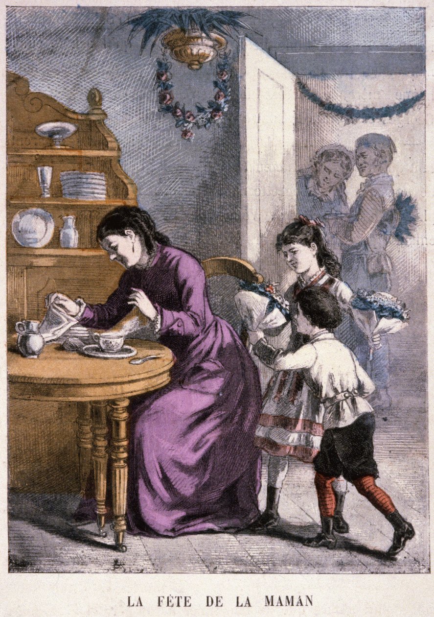 Mødrenes dag, ca. 1870-1880 (kobberstik) af Unbekannter Künstler