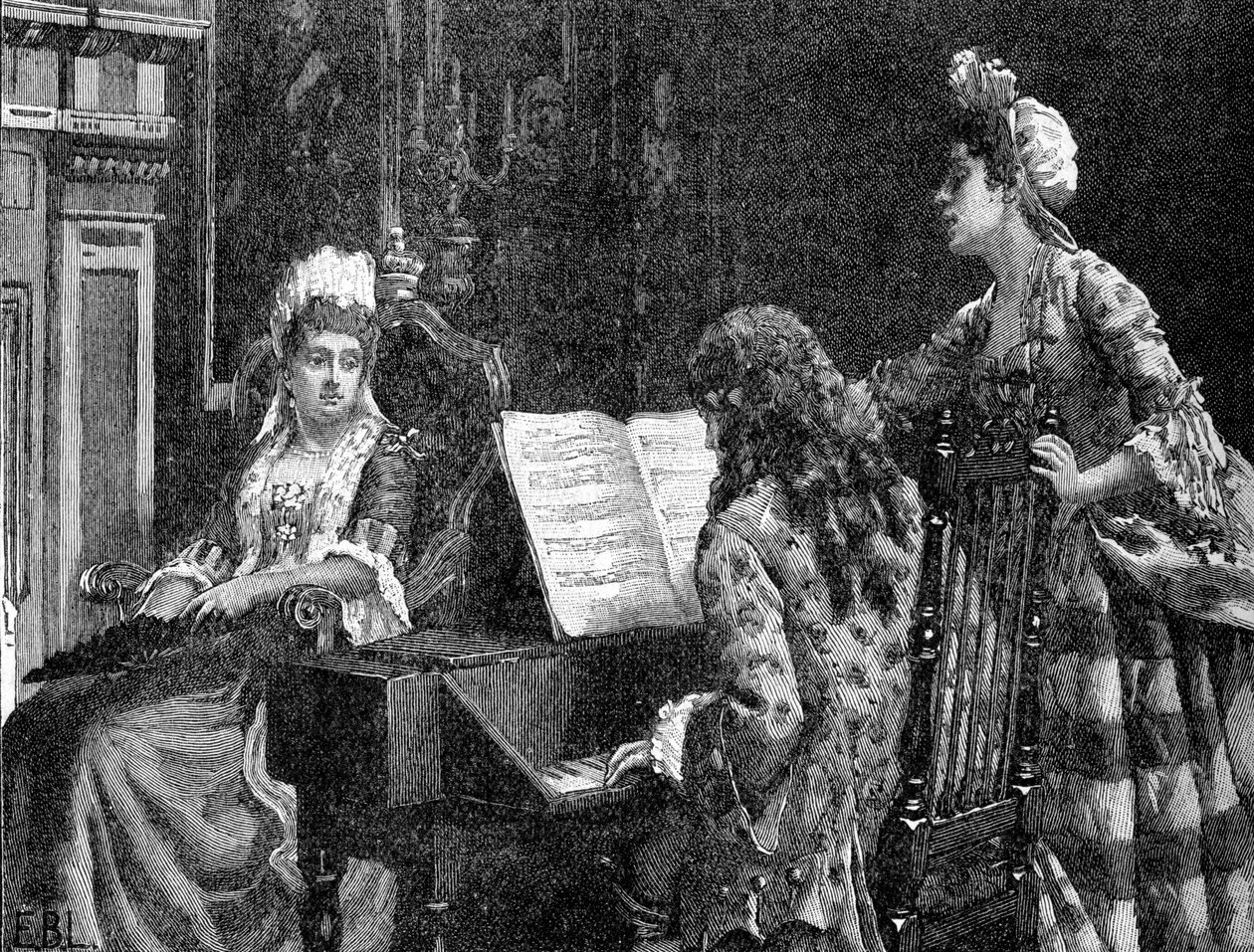 Fru Arabella Hunt synger for Queen Mary af Unbekannter Künstler