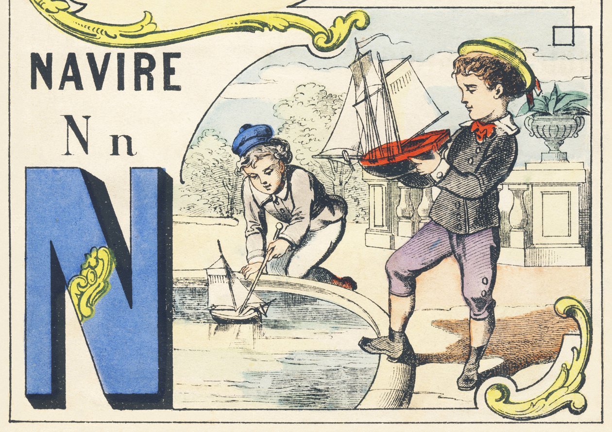 N: skib - Spilalfabet, ca. 1890 (illustration) af Unbekannt