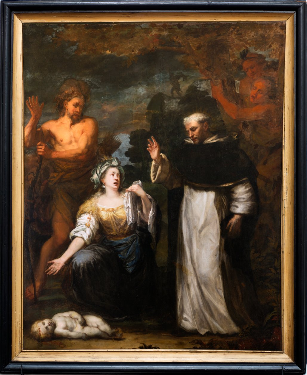 Maleri, Saint Dominic helbreder et barn. af Unbekannter Künstler