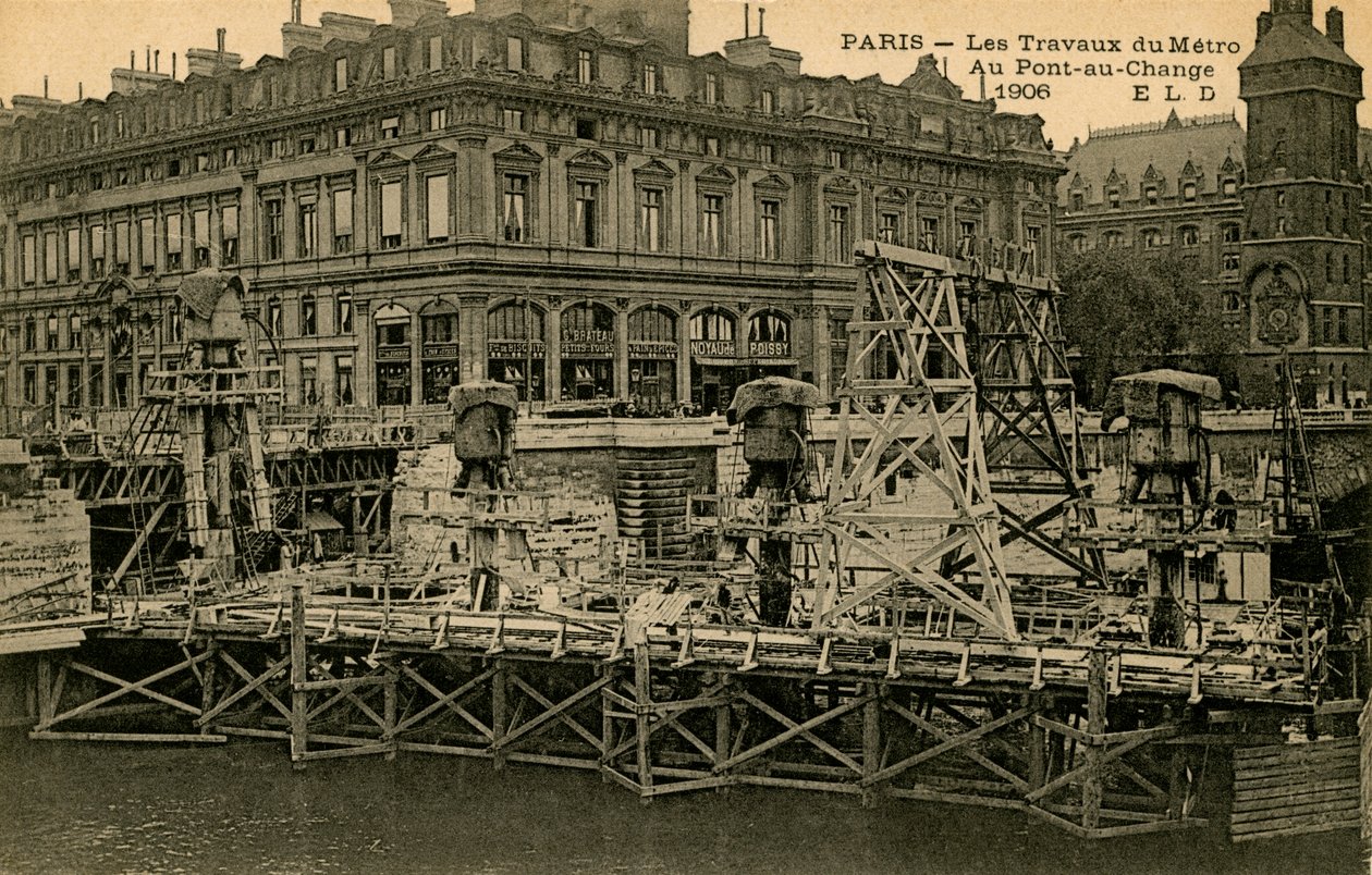 Metrobyggeri i Paris ved Pont-au-Change af Unbekannter Künstler