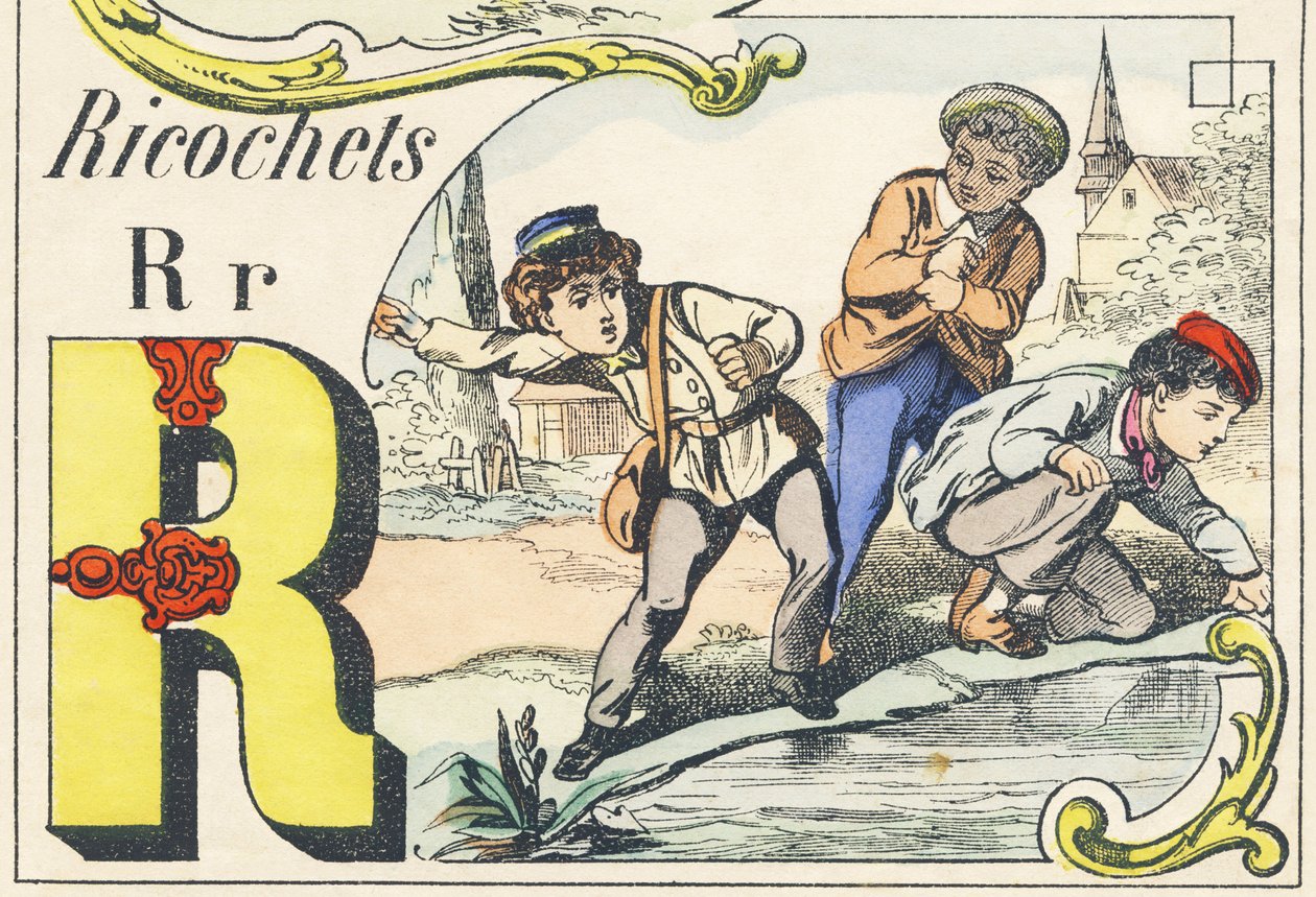 R : rikochetter - Spilalfabet, ca. 1890 (illustration) af Unbekannt