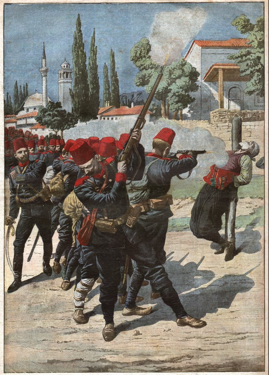 Oprør og Albanien. Optøjer i Albanien. af Nicolas Liez