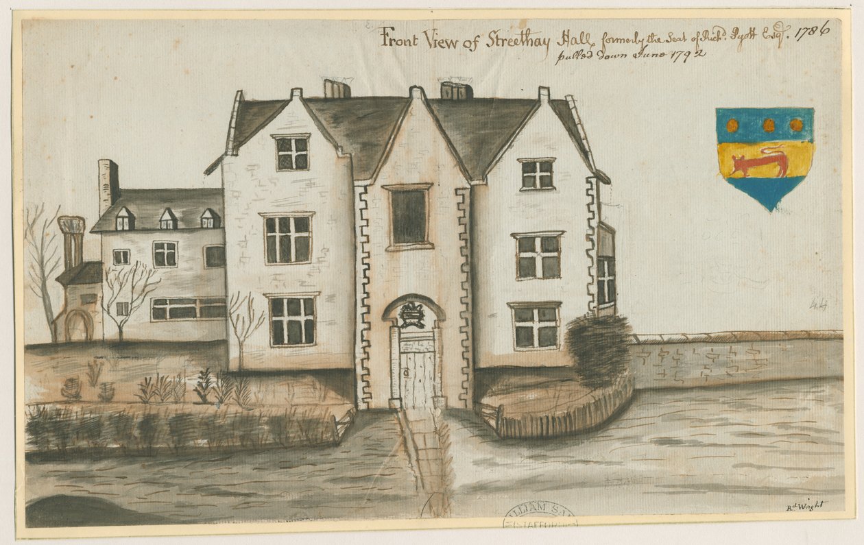 Streethay Hall: vandfarvemaleri, 1786 af Unbekannt