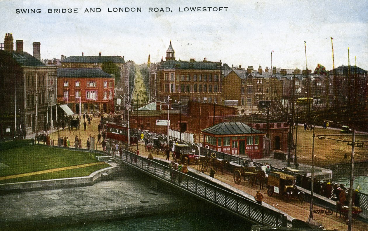 Swing Bridge og London Road, Lowestoft af Unbekannter Künstler