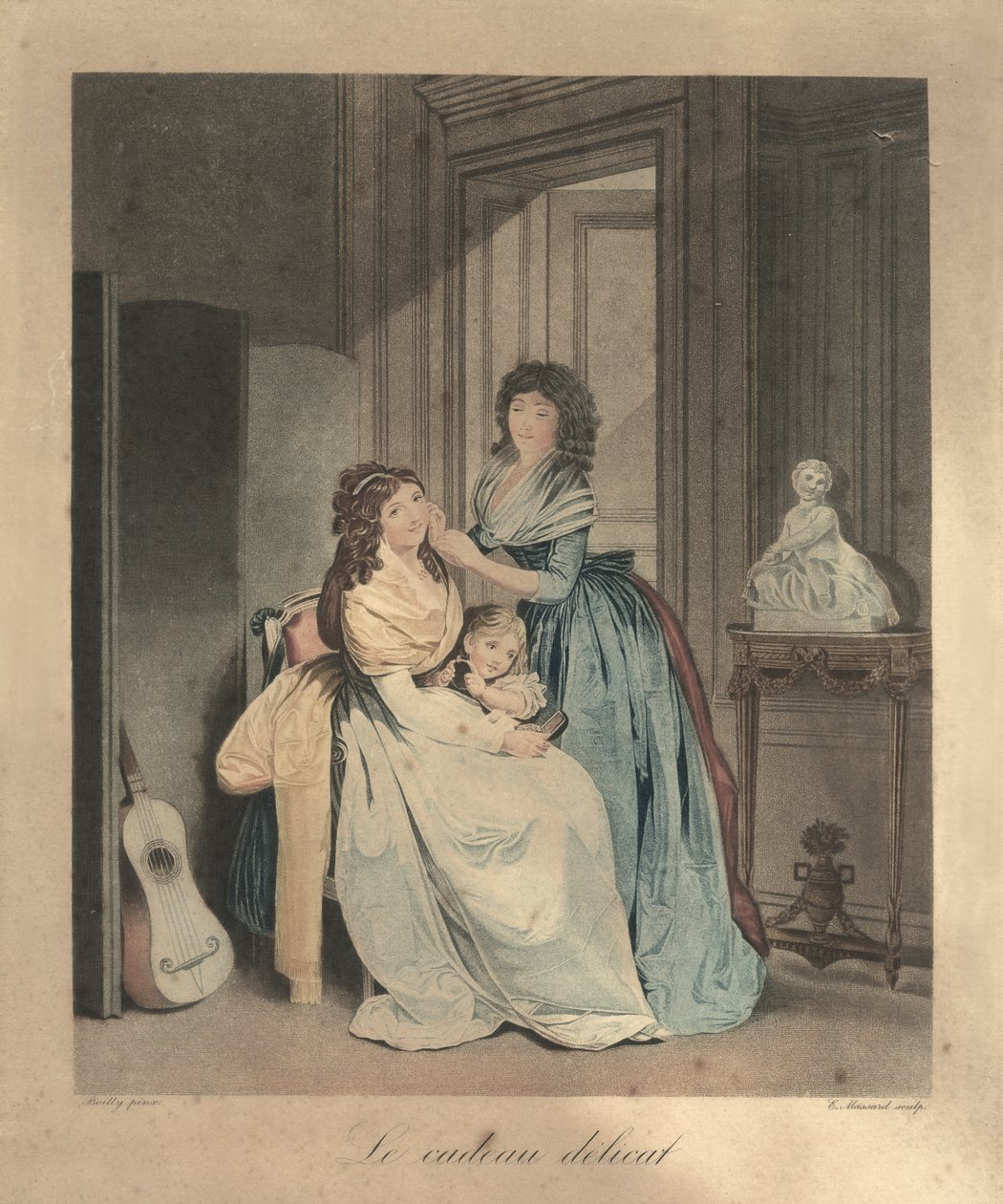 The Delicate Gift, Paris, ca. 1820 (gravering) af Unbekannter Künstler