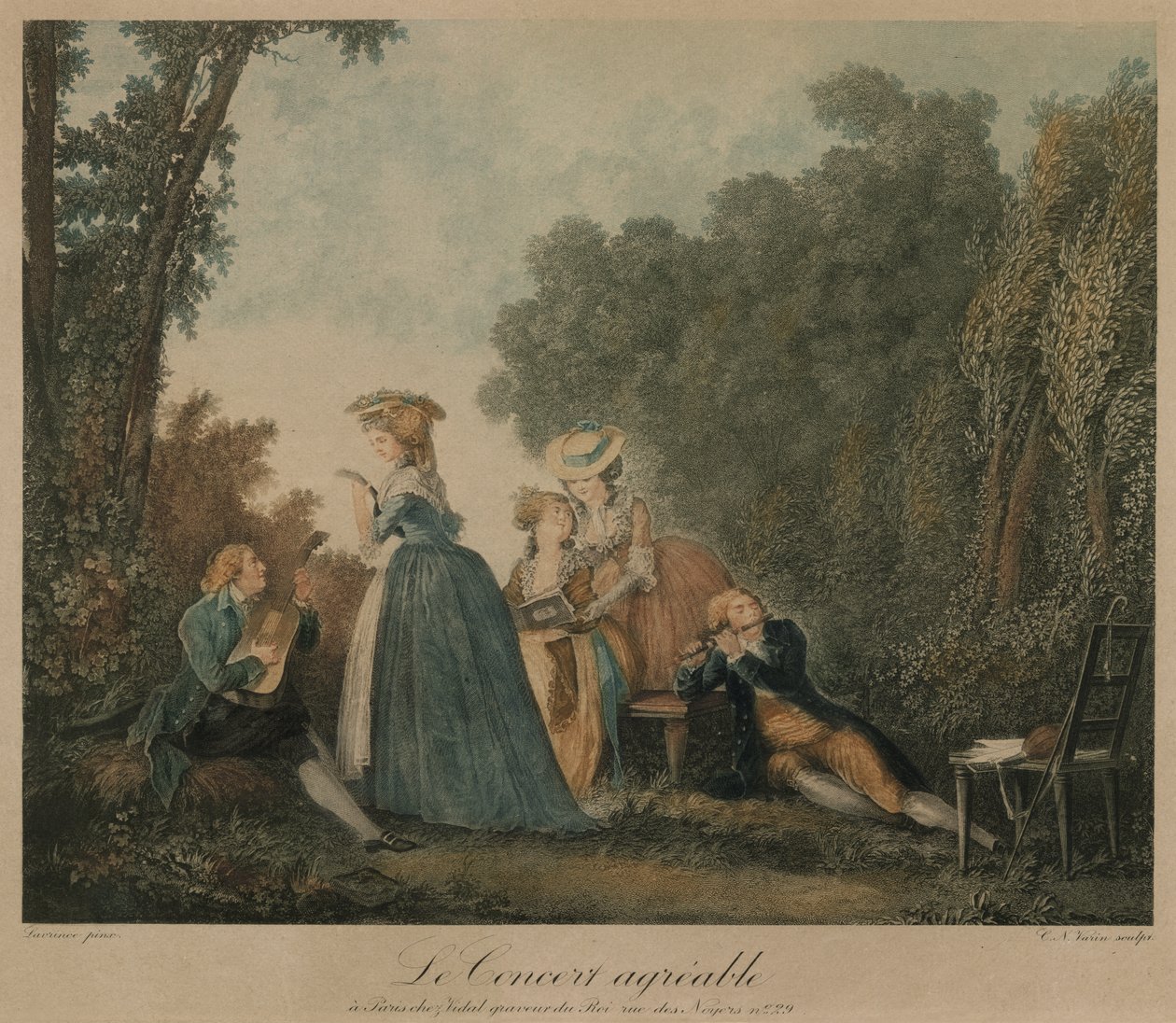 Den behagelige koncert, ca. 1810 (gravering) af Unbekannter Künstler