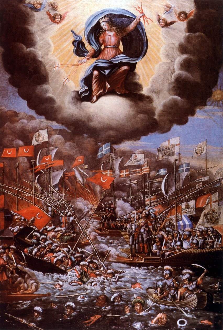 Slaget ved Lepanto (1571), maleri af Unbekannter Künstler