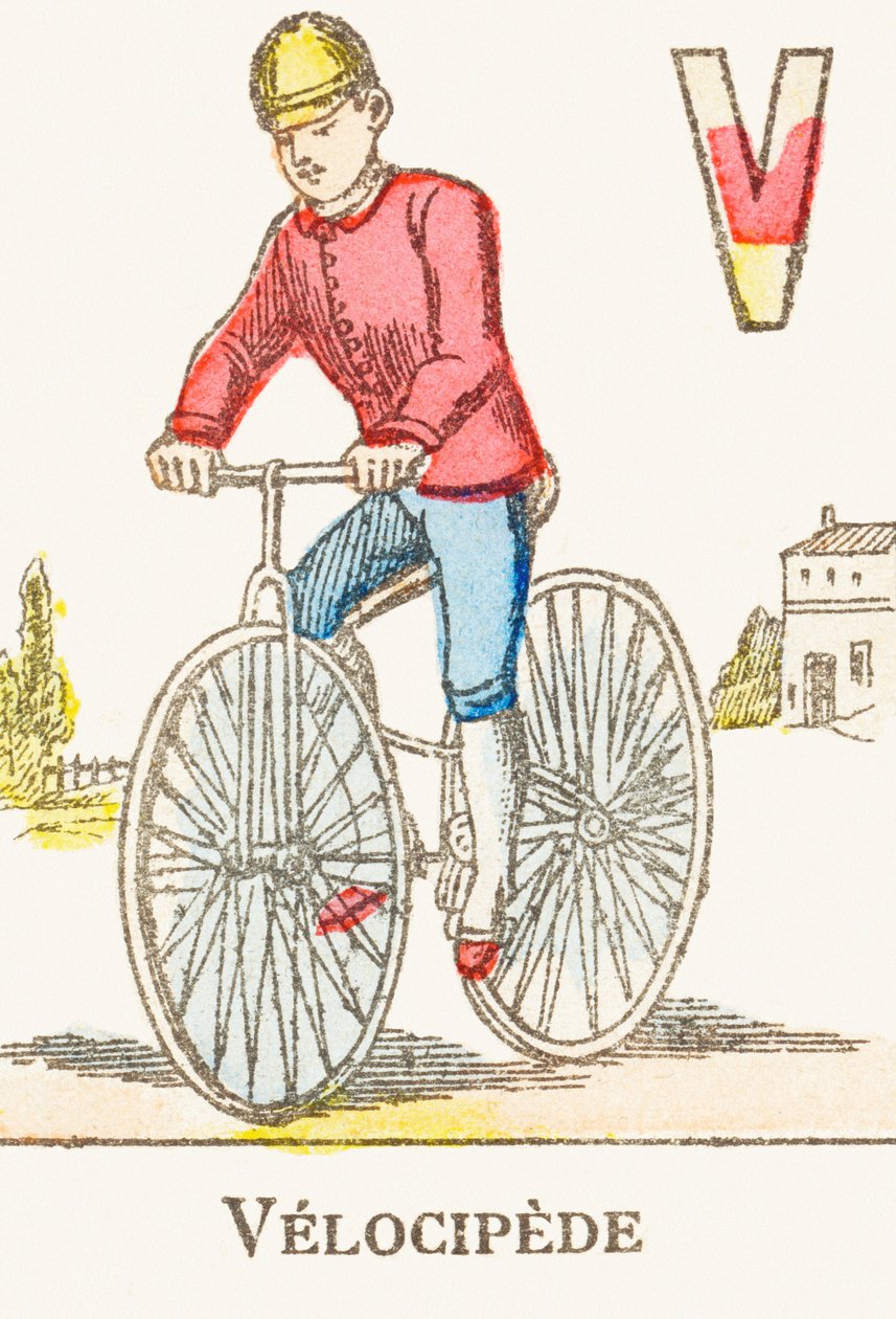 V : Velocipede - Spilalfabet, ca. 1890 (gravering) af Unbekannt