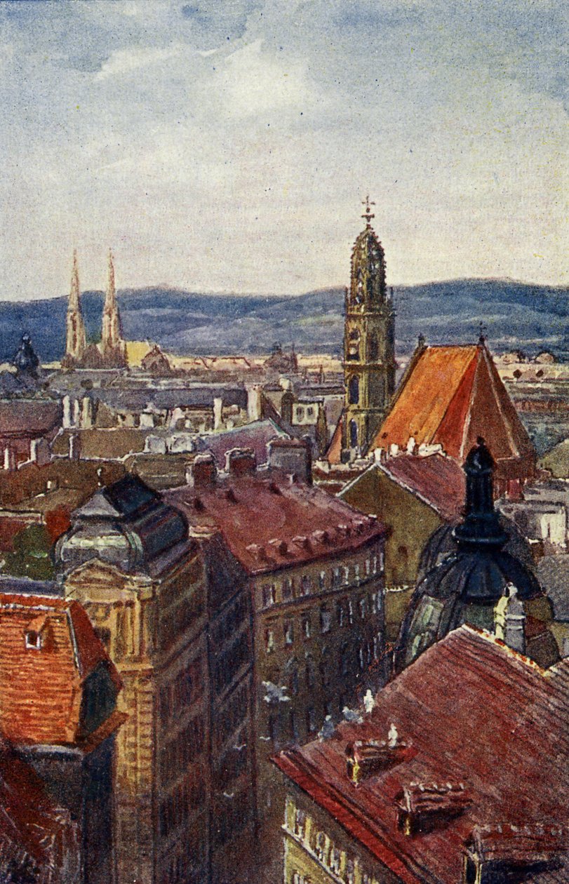 Wien, Østrig: Udsigt over tårne på taget. af Unbekannter Künstler