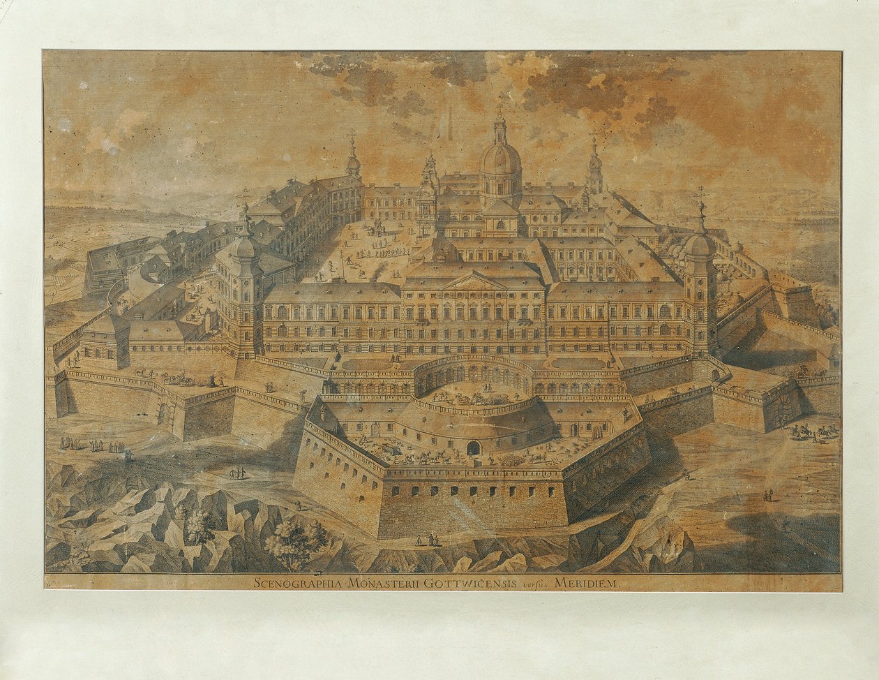 Ideel udsigt over Göttweig Abbey af Unbekannter Stecher