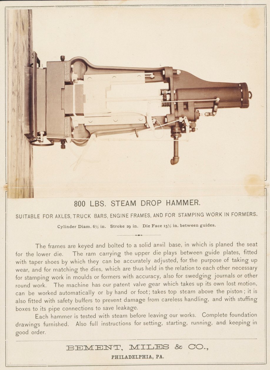 [Steam Drop Hammer, Bement, Miles and Company, Philadelphia]. af Unidentified