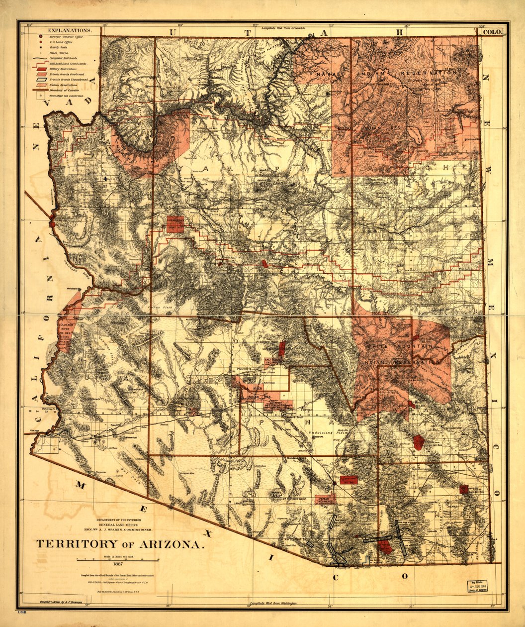 Arizonas territorium. af United States. General Land Office