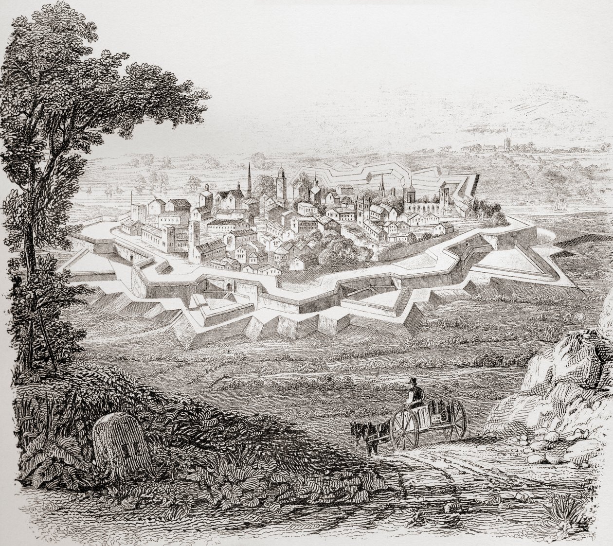 Generelt udseende af en bastioneret fæstning, eller Star Fort, fra The National Encyclopaedia, udgivet ca. 1890 af Unbekannt Unbekannt