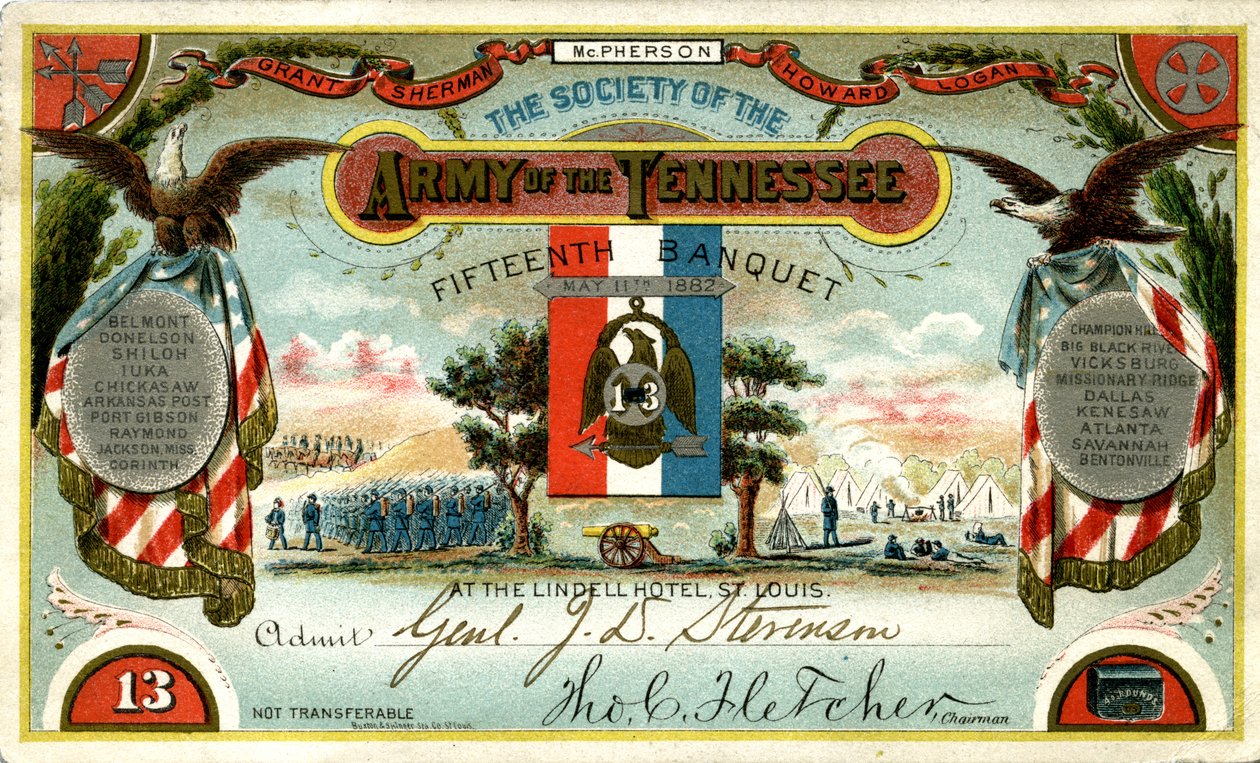 Billet til at optage general John D. Stevenson af Unknown
