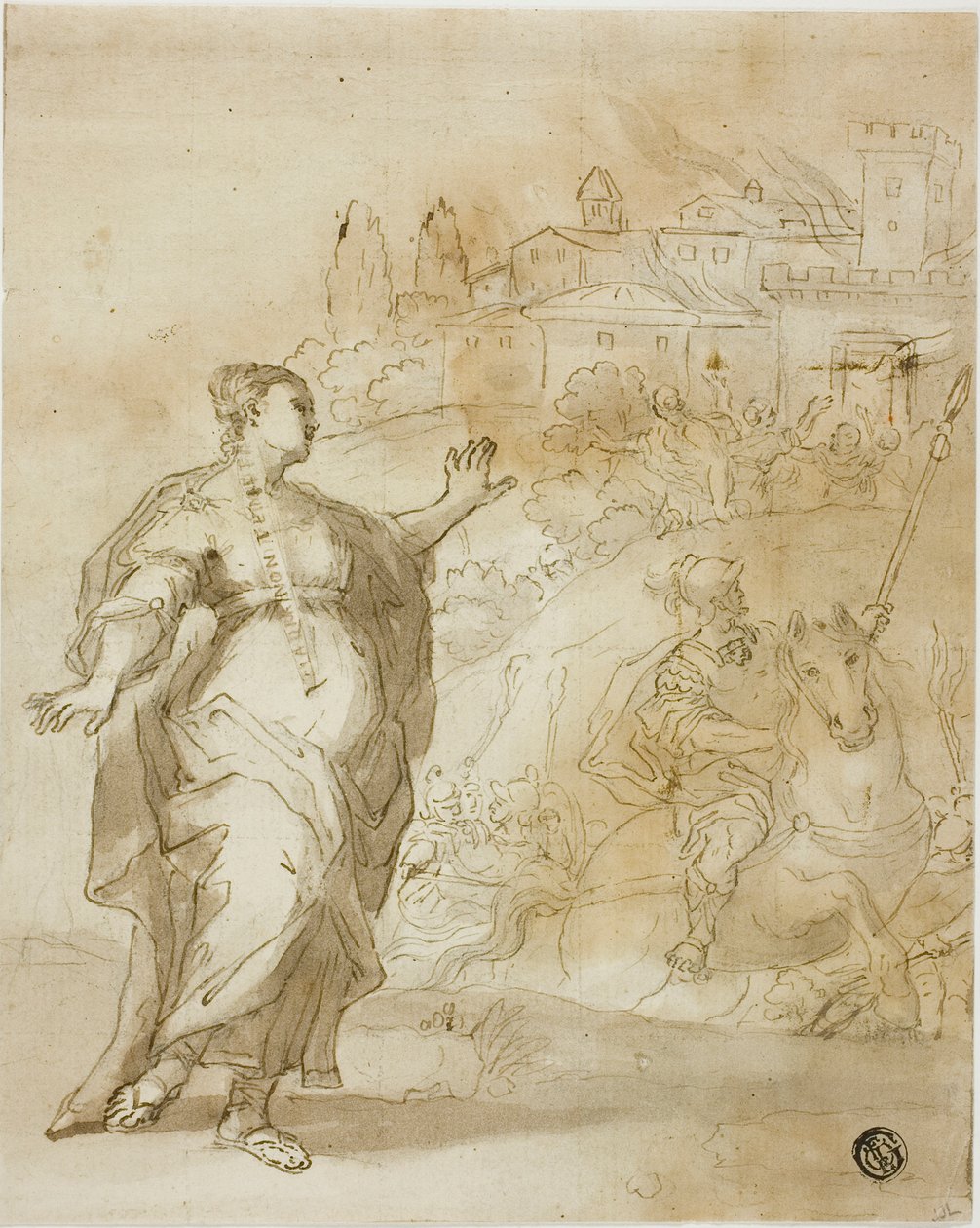 Cassandra før den brændende by Troja af Unknown