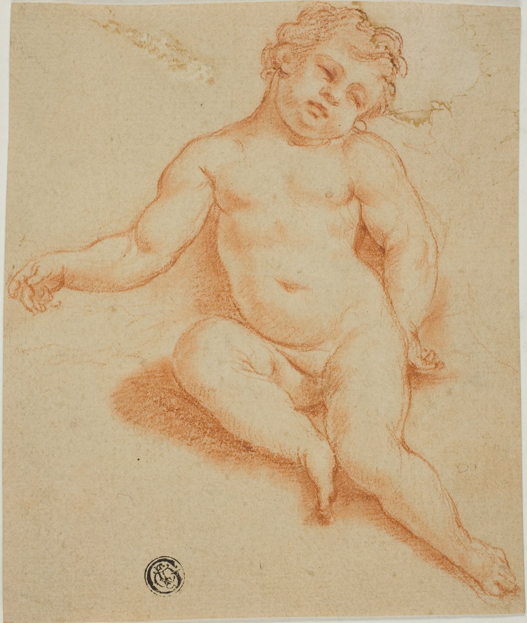 Siddende Putto af Unknown