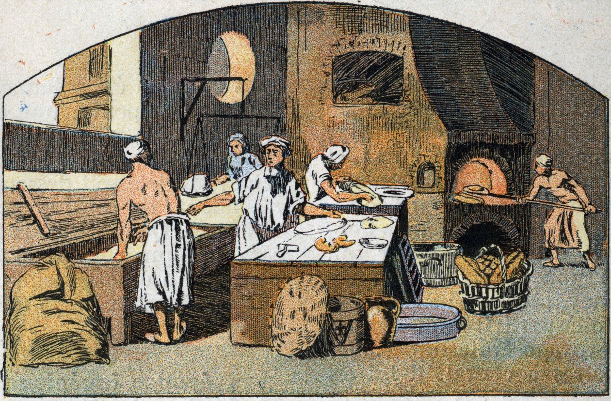 Et bageri i det 18. århundrede. af Unknown artist