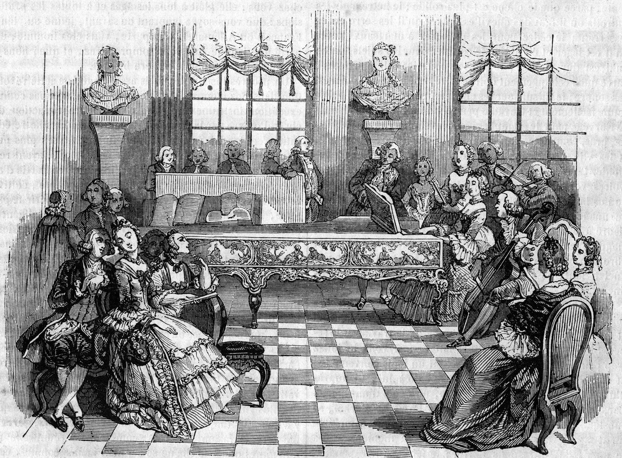 En koncert i det 18. århundrede. af Unknown artist