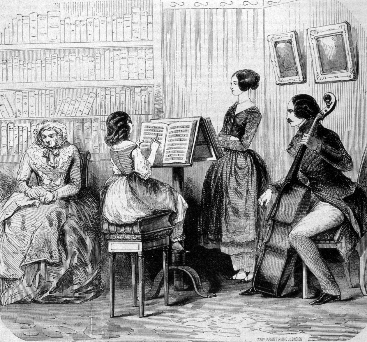 En familiekoncert, gravering omkring 1860. af Unknown artist
