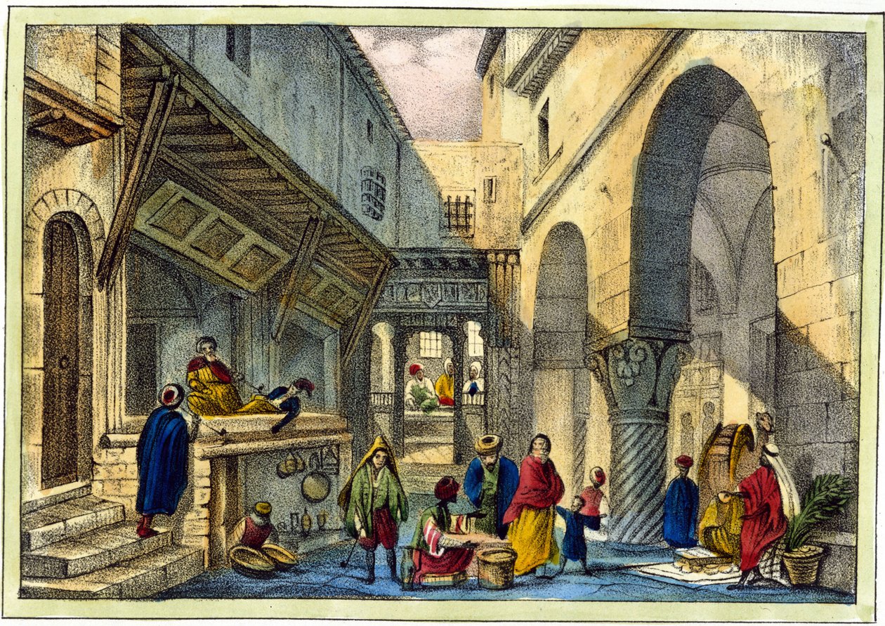 En souk i Algier. af Unknown artist