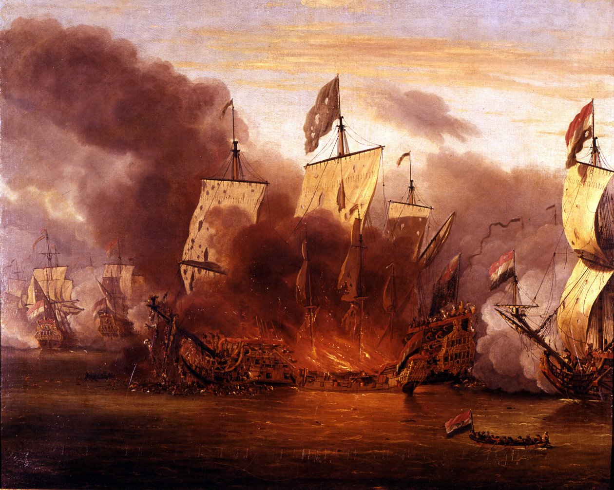 Slaget ved Solebay: 7/06/1672. af Unknown artist