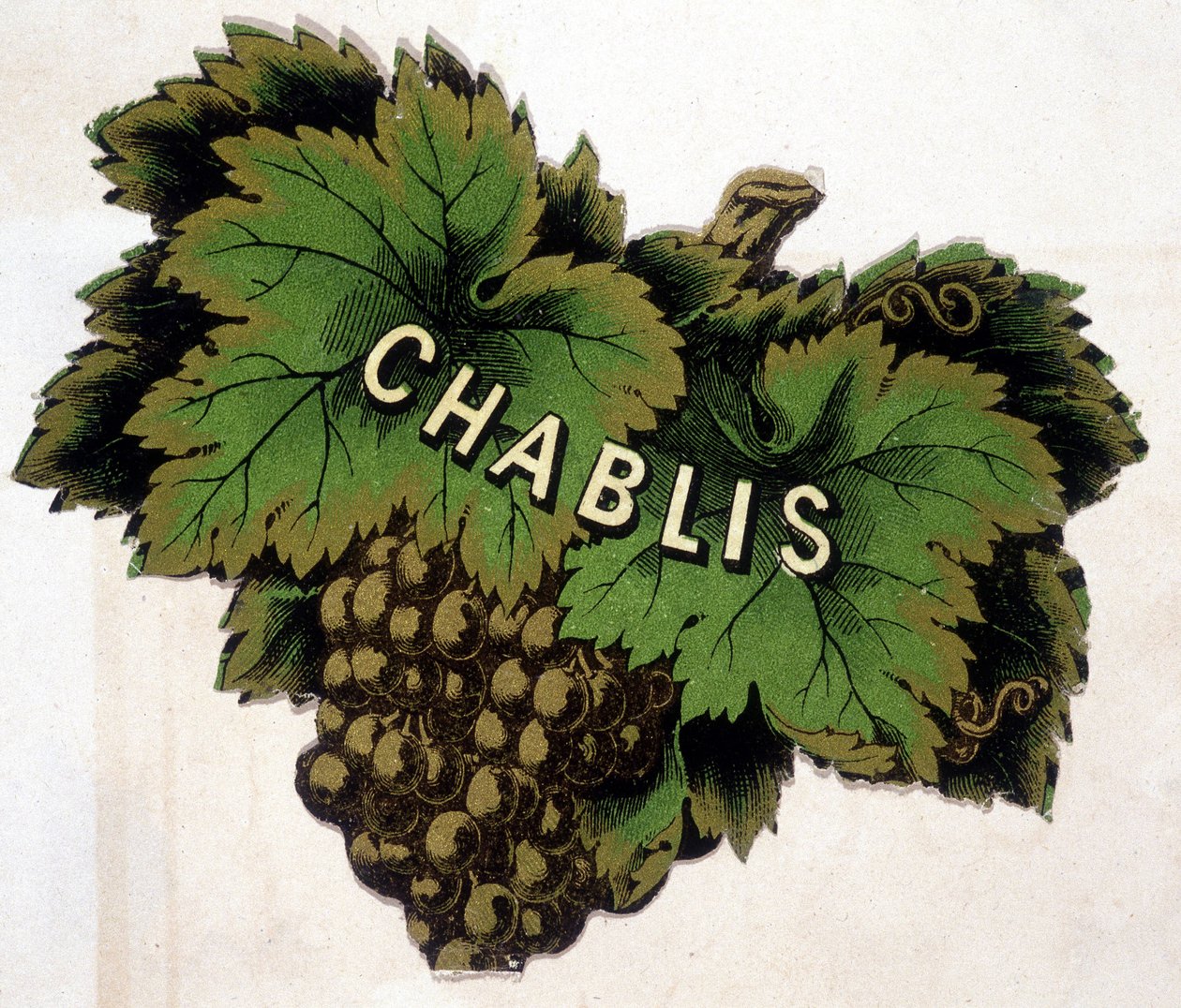 Chablis etiket. Kromolitografi, n.d.. af Unknown artist