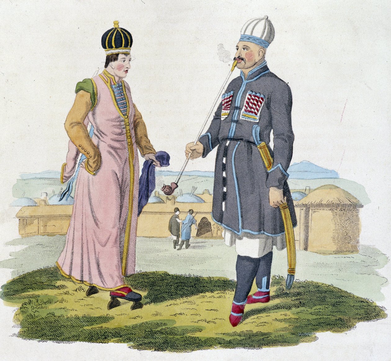 Cherkess mand og kvinde (Kaukasus) af Unknown artist