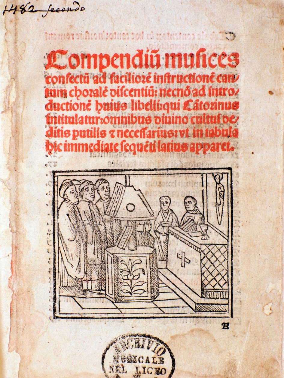 Frontispice of Compendium musices (Music Collection) (1482) af Unknown artist