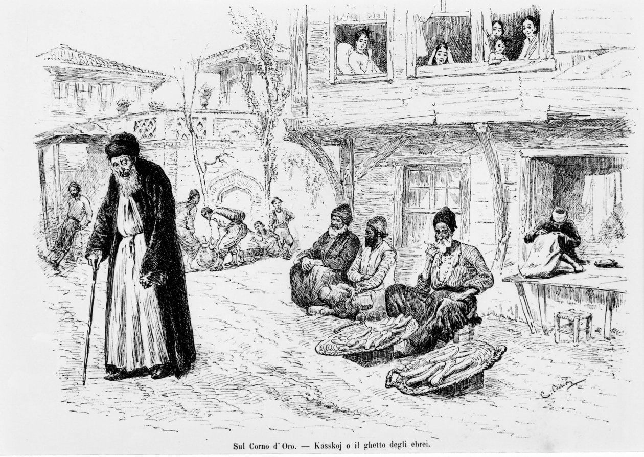 Jødisk ghetto i Konstantinopel. af Unknown artist