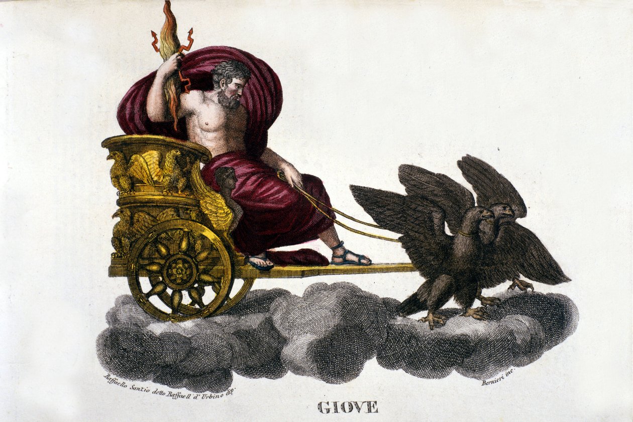 Jupiter (Zeus). 1800-tals gravering. af Unknown artist