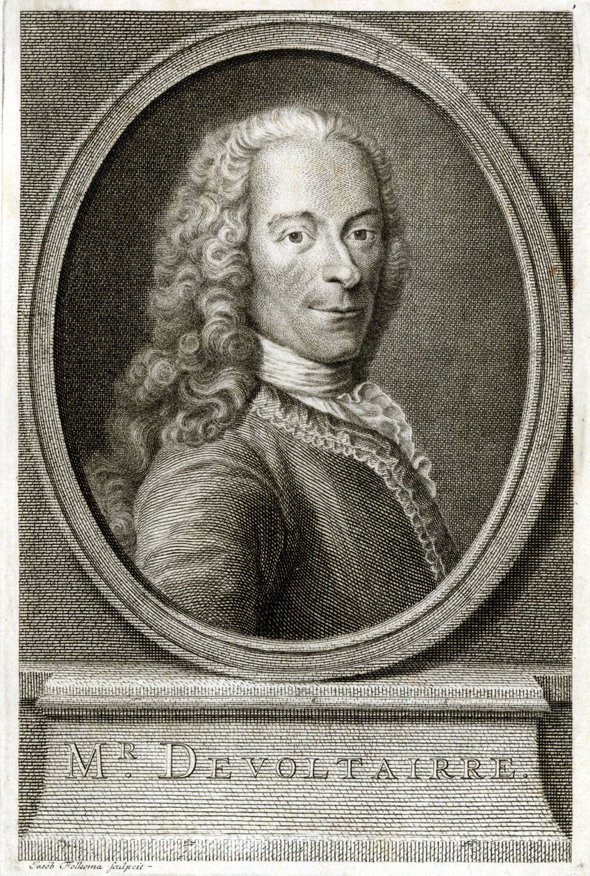 Portræt af Voltaire. 1800-tals gravering. af Unknown artist