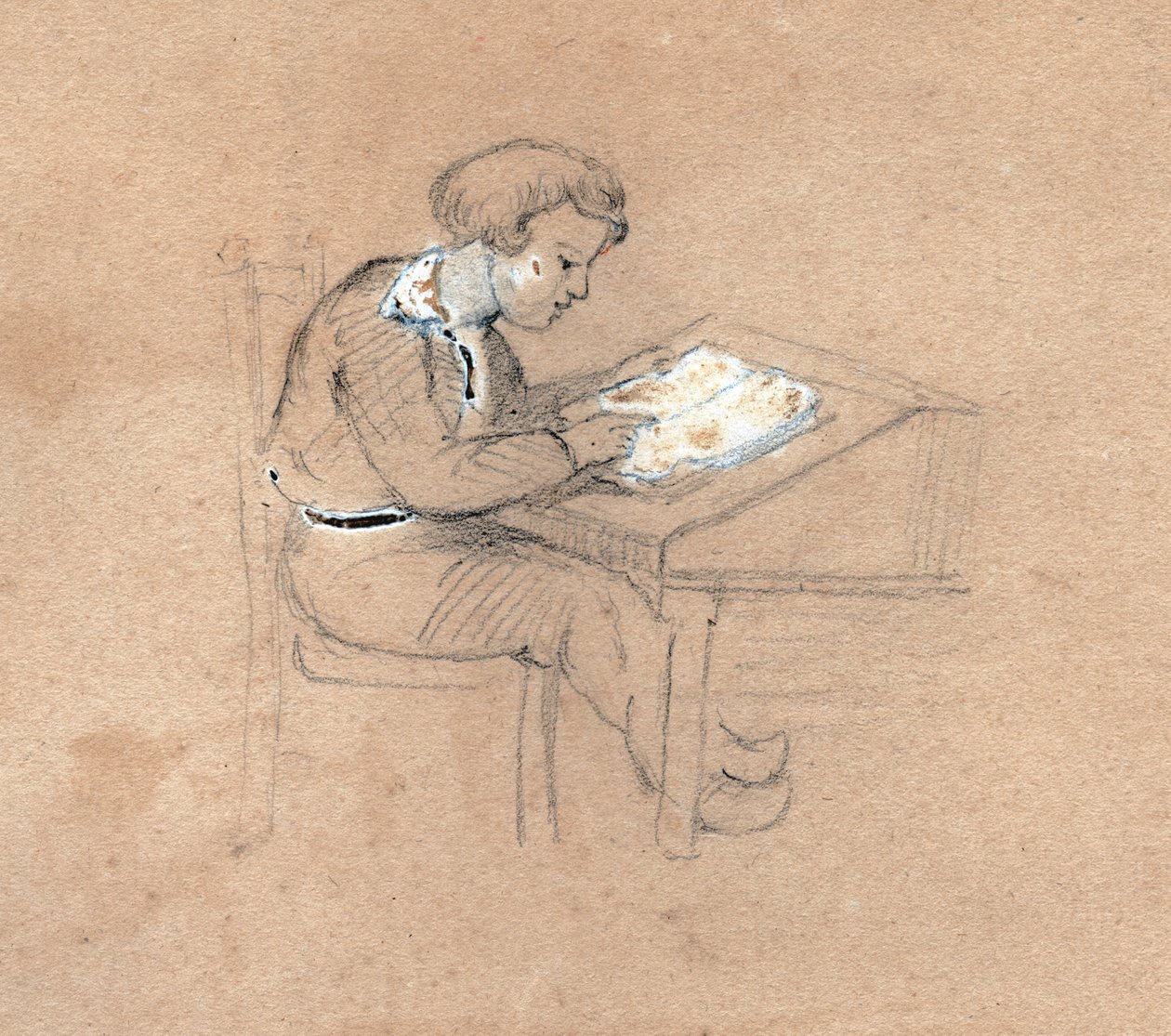 Skoledreng på arbejde. (tegning, omkring 1830) af Unknown artist