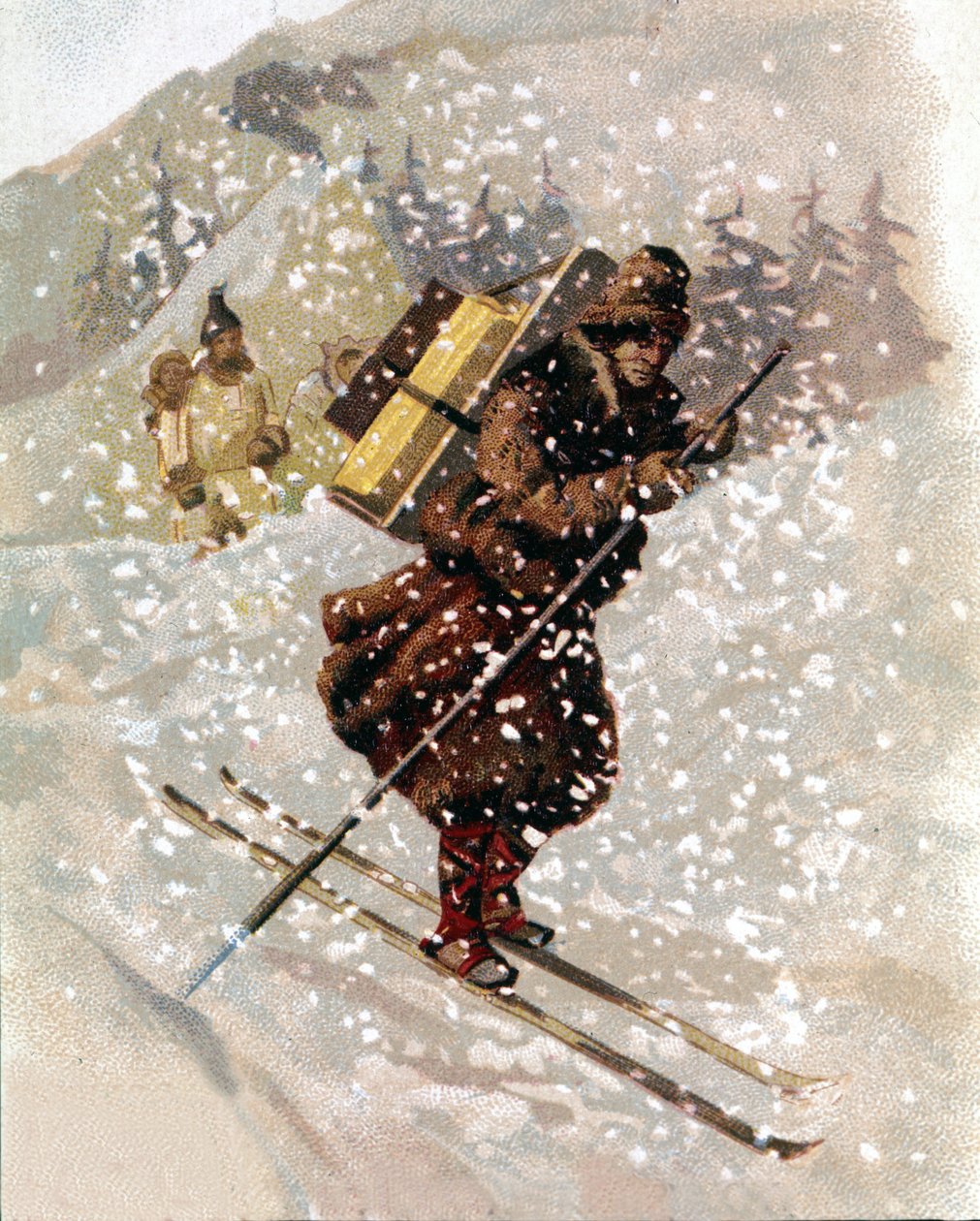 Sneskiløber. chromo. af Unknown artist