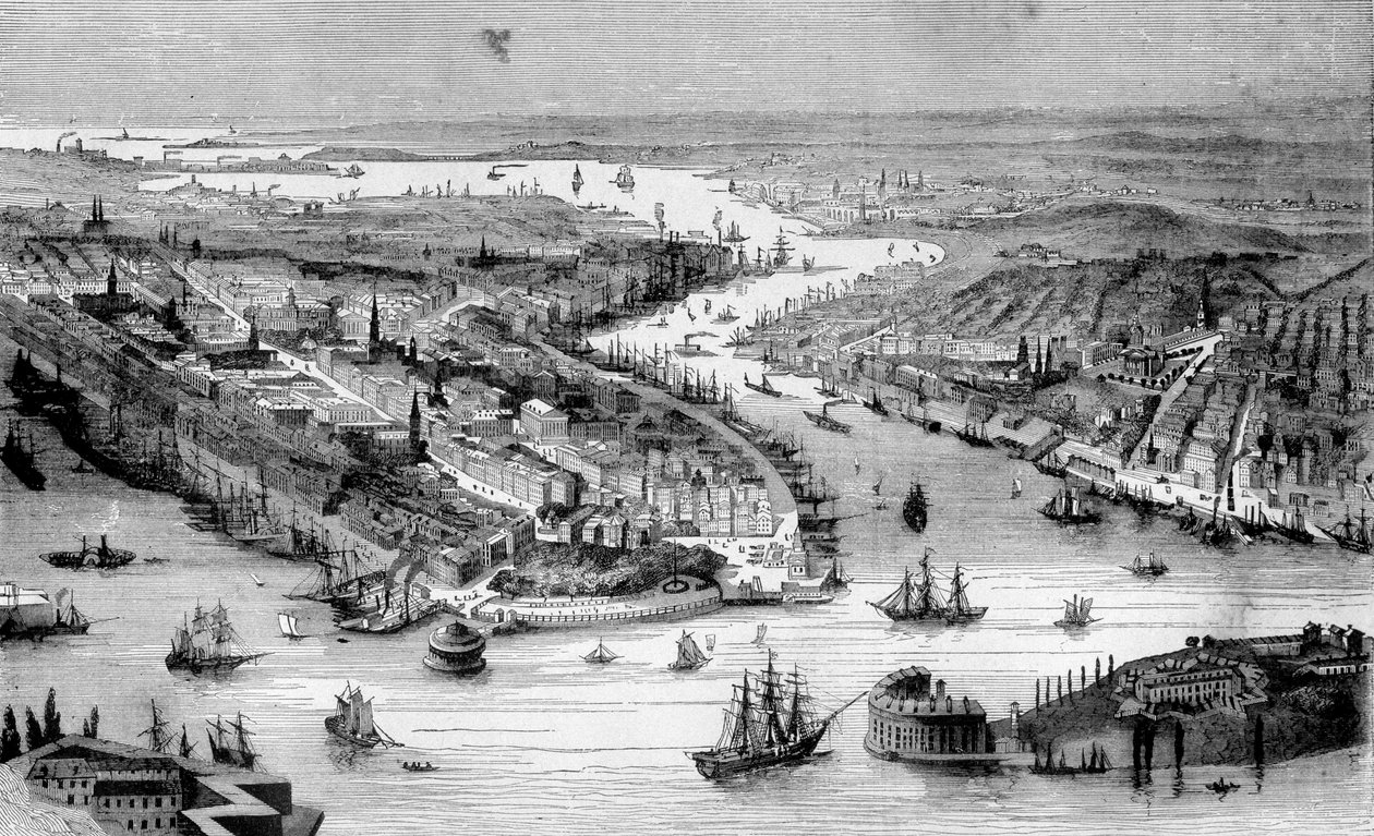 Udsigt over New York omkring 1840. af Unknown artist