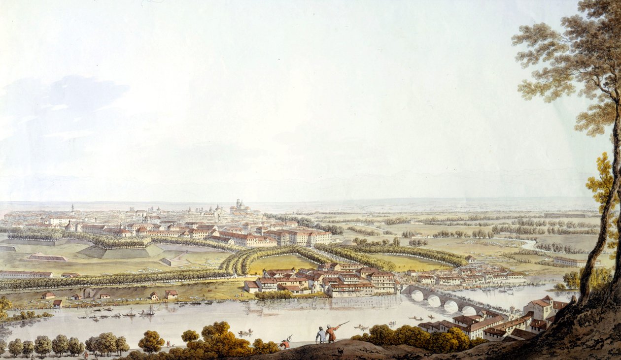 Udsigt over Torino. Indgravering 1810. af Unknown artist