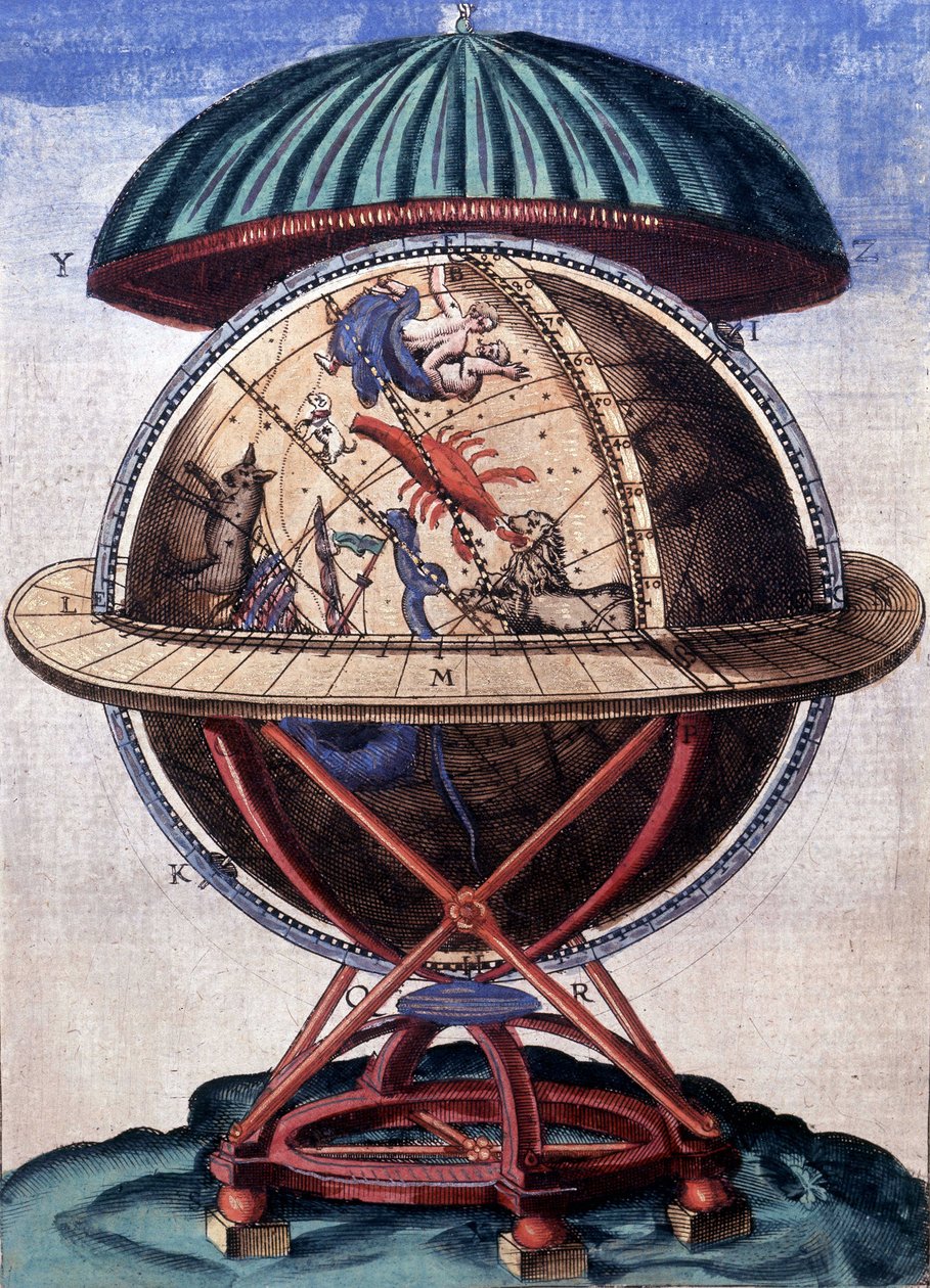 Zodiacal sfære. Gravering. 17. århundrede. B.N., Paris. af Unknown artist