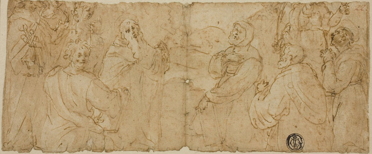Franciskanske helgener i tilbedelse af Unknown Florentine