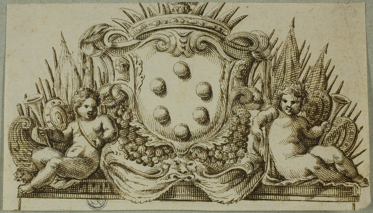 Medici-våbenskjoldet flankeret af putti af Unknown Italian