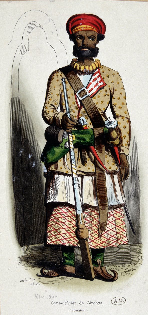 Underofficer (underofficer) cipaye (Indien) - gravering af Unknown artist