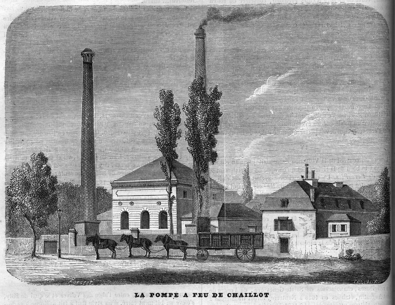 Chaillots brandpumpe i 1858. af Unknown artist