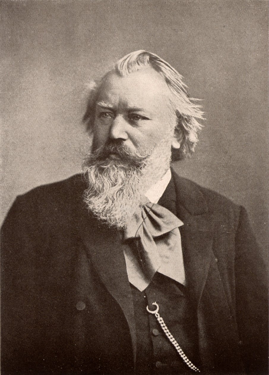 Johannes Brahms (1833-1897) tysk komponist, halvtone (tryk) af Unknown photographer
