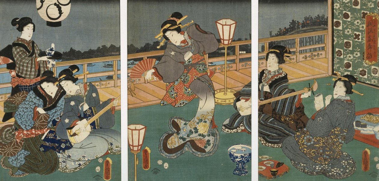 Kurtisaner underholdende af Utagawa Kunisada