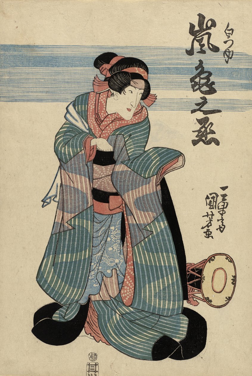 Skuespiller Arashi Kamenojo II som Shiratsuyu, ca. 1840 (træblok i farver) af Utagawa Kuniyoshi