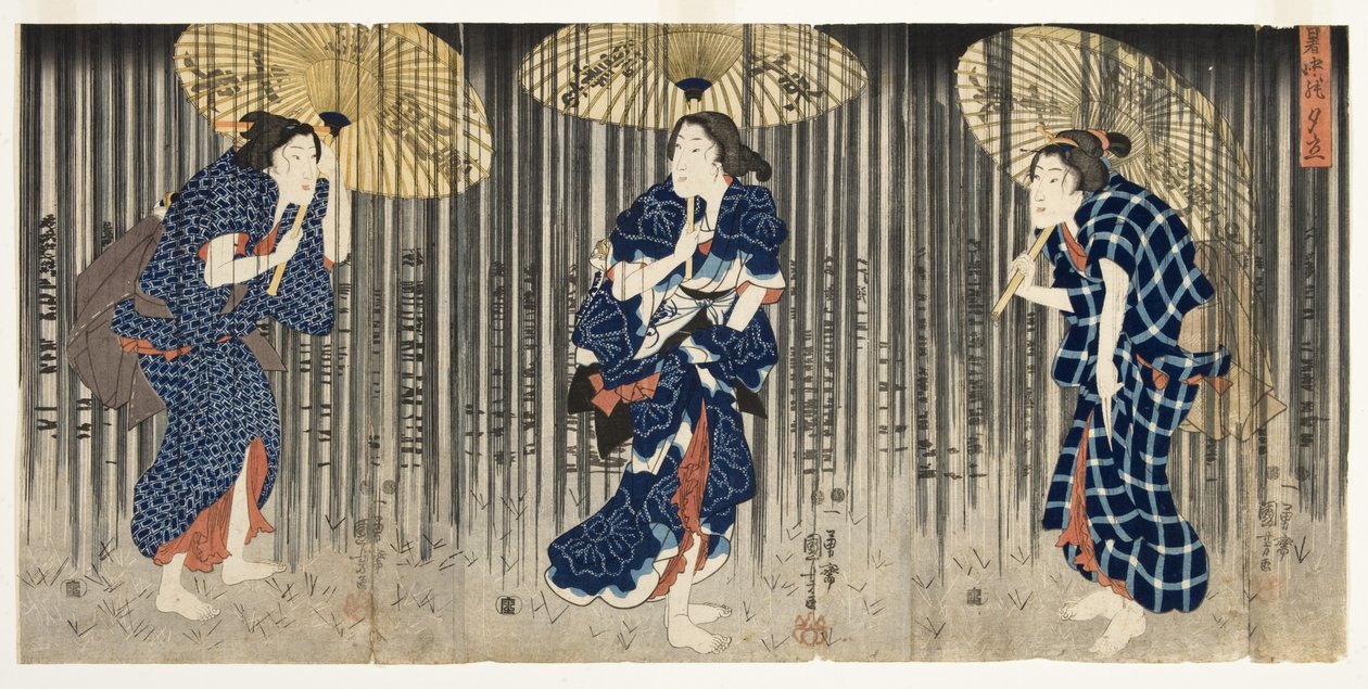 Pludselig byge om sommeren, ca. 1849-51 (træblok) af Utagawa Kuniyoshi