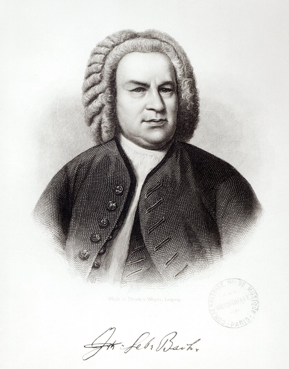 Portræt af Johann Sebastian Bach (1685-1750) af V. Weger