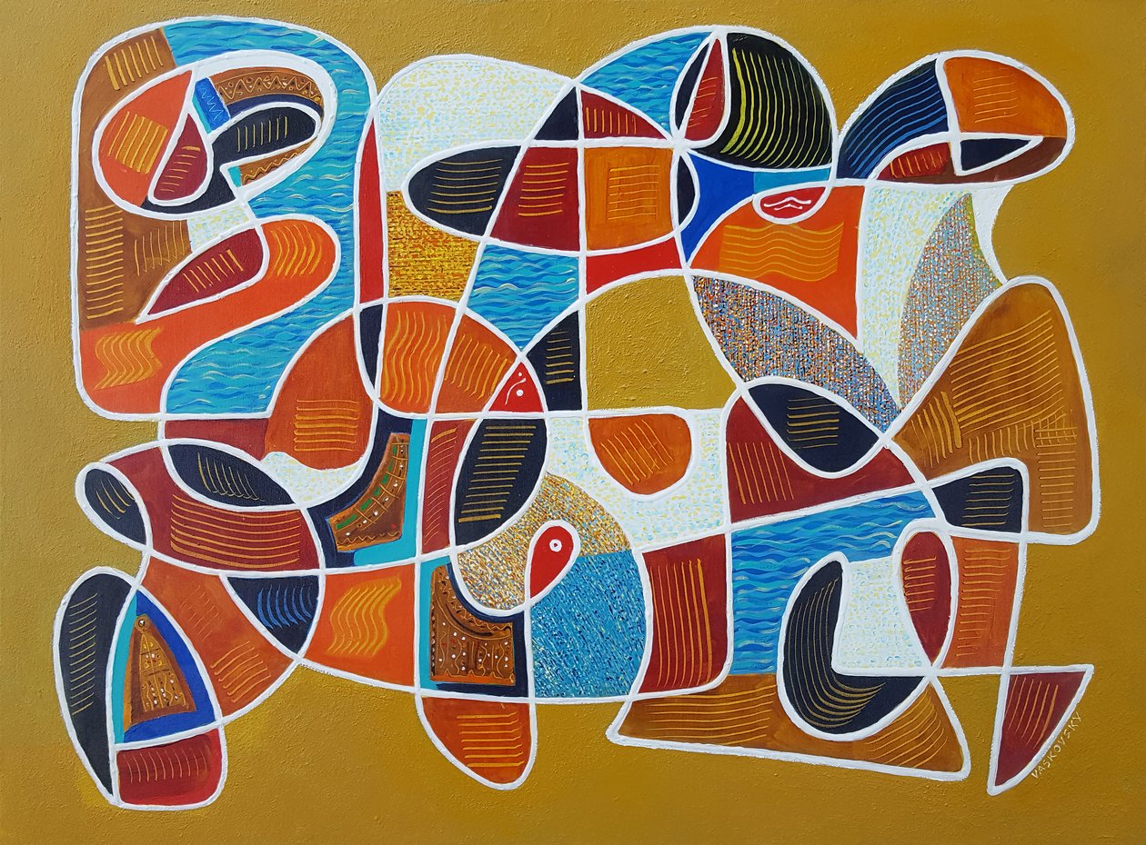 Fish In Wave, 2017 (akryl på lærred) af Vadym Vaskovsky