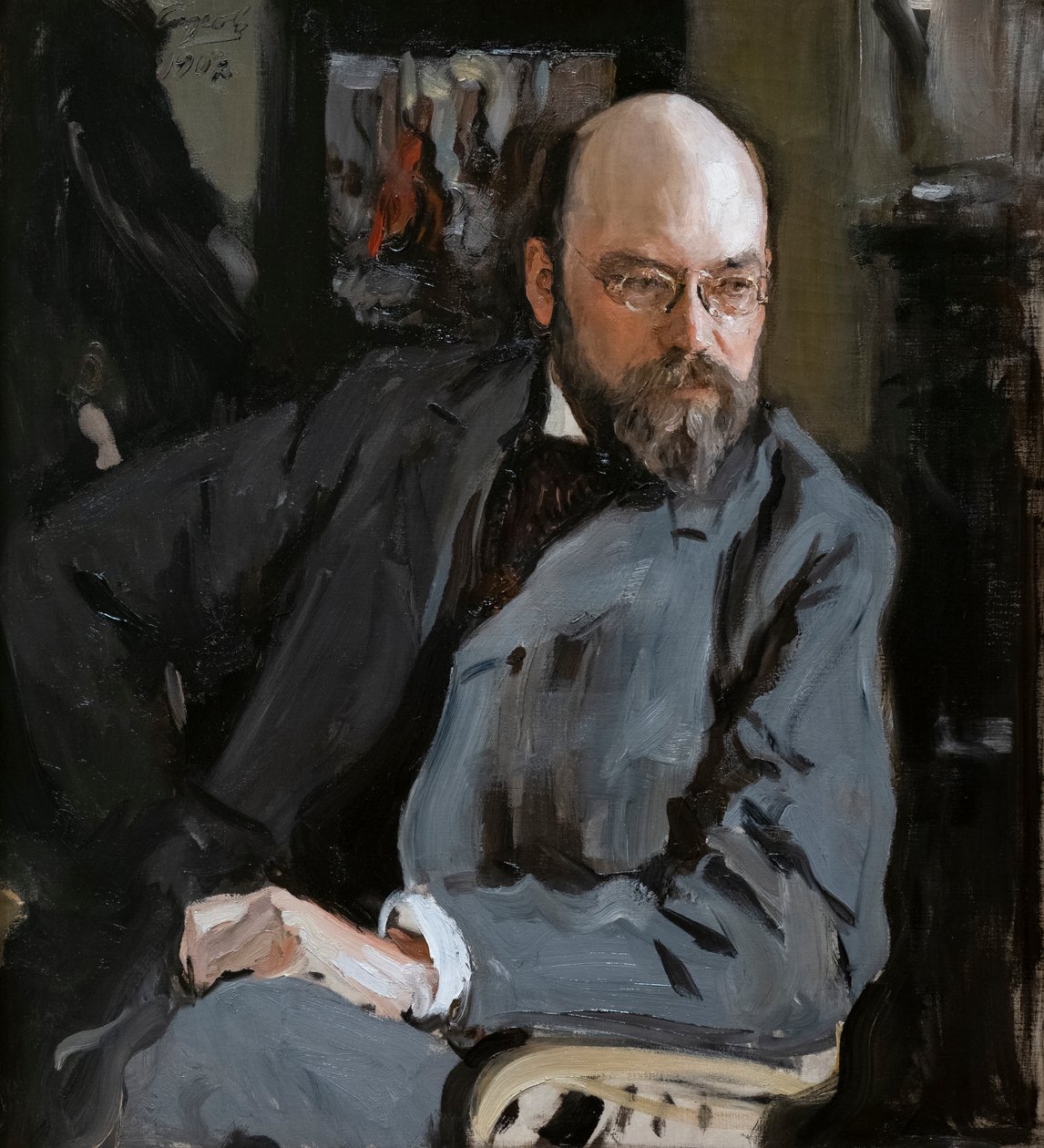 Portræt af Ilya Ostroukhov af Valentin Aleksandrovich Serov