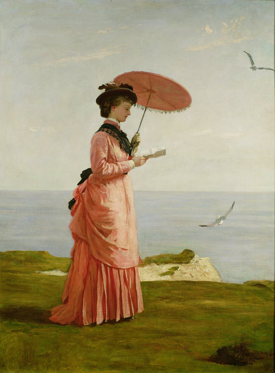 Lady Tennyson på Afton Downs, Freshwater Bay, Isle of Wight af Valentine Cameron Prinsep